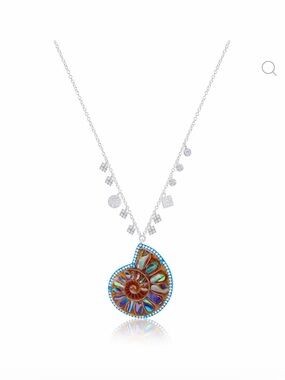 Meira T Conch Fossil Blue Rhodium and Diamond
Necklace